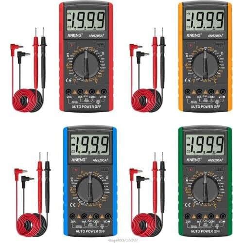 Digital Multimeter AC/DC Voltmeter Ammeter Resistance Tester Capacitance Diode Multimetro Shockproof Anti-burn AN9205A+ D03 20