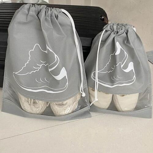 Travel Shoe Storage Bag Portable Non-woven Shoes Pouch Shoes Sorting Drawstring Organizer with Clear Window for Women Wen