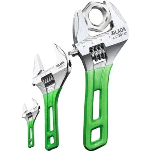 LAOA Wrench Short Handle Adjustable Spanner HCS Material Laser Scale Rubber Wrapped Monkey Spanner 6/8/10/12inch