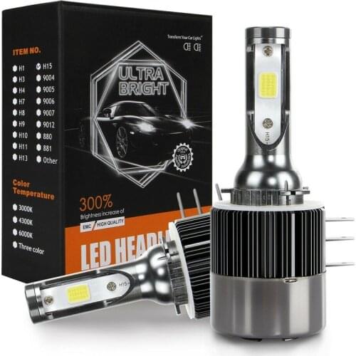 H15 Led Headlight Bulb Kit Anti-error Canbus Led Headlight 6500K White Color High Beam DRL 80W 9600lm Plug And Play