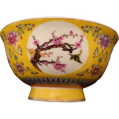 Chinese old porcelain Pastel Painting Enamel-glazed Flower and Bird pattern bowl
