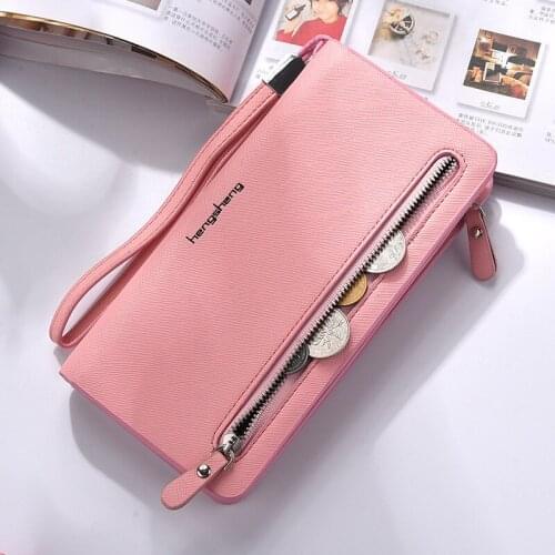 New Fashion Womens Leather Wallets With Zipper Large Capacity Card Holder Clutch Cell Phone Pocket Female Coin Purse For Ladies