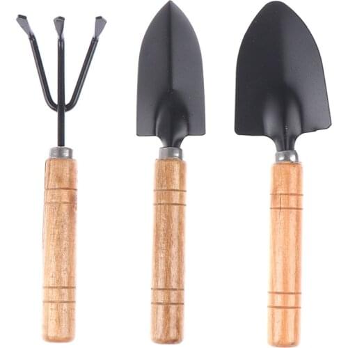 3pcs/Set Mini Gardening Tools Wood Handle Stainless Steel Potted Plants Shovel Spade for Flowers Potted Plant Garden Tools