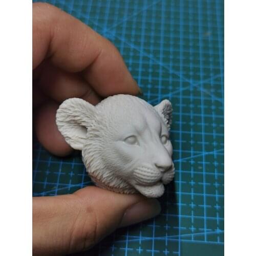 1/6 Scale Baby Lion Animal Unpainted Head Model for Toys Gifts DIY