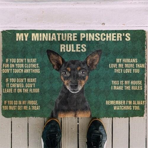Printed 3D Miniature Pinschers Rules Doormat Non Slip Door Floor Mats Decor Porch Doormat