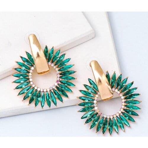 New Bohemian Crystal Round Hoop Earrings High-Quality Colorful Drop Dangle Earring For Women Fashion Jewelry Accessories Gift