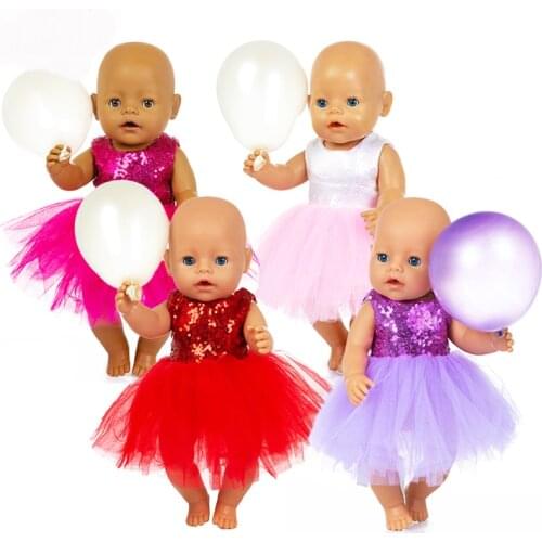 New Headdress + dress Doll Clothes Fit 17 inch 43cm Doll Clothes Born Baby Doll Clothes Suit For Baby Birthday Festival Gift