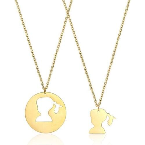 RIR Puzzle Girlfriend Couple Pendant Necklace Gold Coin Lovers Jewelry In Stainless Steel BFF Valentines Day Present