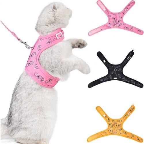 Cat Harenss and Leash Set Escape Proof Soft Padded Vest Harness for Cats Small Dogs Cute Cat Harness with Walking Lead