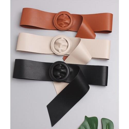 110CM Long PU Waist Belt Wide Double Face Soft Leather Waistband 2021 Designer Simple Strap Non-pin Buckle Adjustable Women Belt