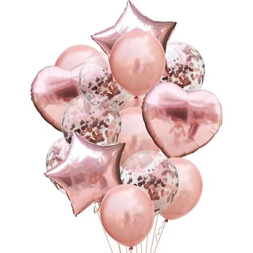 Romantic Rose Gold Balloons Decorations Latex Premium Balloon Set with Confetti for Party Wedding Bridal Shower Decoration