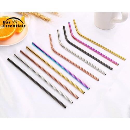 100 PCS Stainless Steel Straw Reusable Metal Drinking Straw With Cleaner Brush For Home Party Barware Bar Accessories