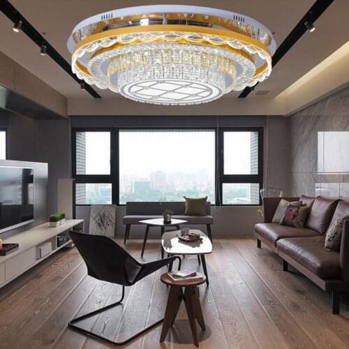 Modern round crystal lamp led ceiling lights three color light living room lamp bedroom lamp restaurant lighting ceiling lamps