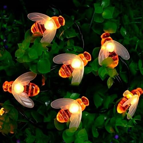 7 m long Solar Lights String 50 Led Honey Bee Shape Solar Powered Fairy Lights For Outdoor Garden Fence Summer Decoration