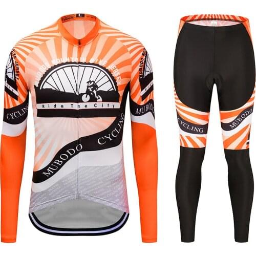 Cycling wear orange long-sleeve shirt autumn outdoor sports cycling jersey comfortable and breathable
