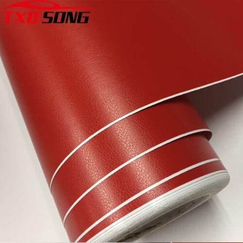 Red Leather Grain Texture Vinyl Car Wrap Vinyl Decal Film Sheet Adhesive Sticker Interior Car Styling Covering Wrapping film