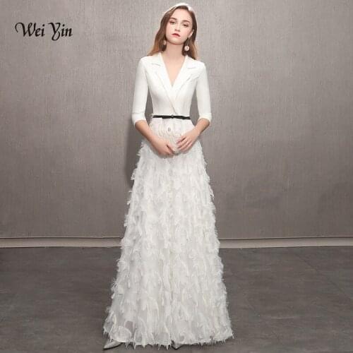 Weiyin White Evening Dresses 2021 Elegant Lace Evening Gowns Long Formal Evening Dress Styles Women Prom Party Dresses WY1166