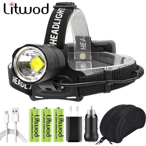 Xhp90.2 Led Zoom Headlamp Headlight Power Bank 3* 18650 Rchargeable Battery 7800mah XHP70.2 Head Lamp Flashlight Torch Litwod