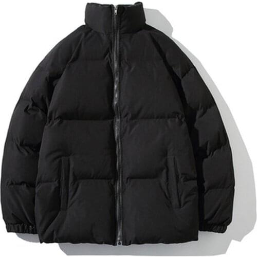 2021 winter jacket new Japanese loose large size solid color stand-up collar padded jacket young couple padded jacket thickened