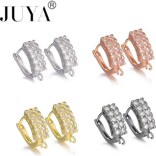 JUYA 10 Pcs Earring Hooks Handmde Jewelry Accessories Cubic Zirconia Crystal Hoop Earring Findings For Earrings Jewelry Making
