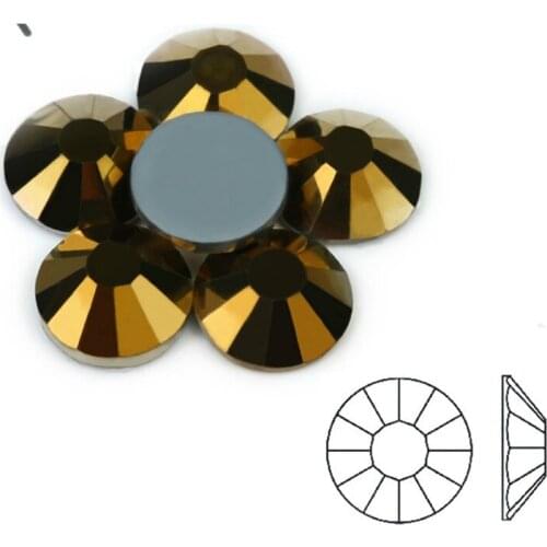 AAAAA Top Quality Super Bling SS4~SS30 Gold Hematite Color Hot Fix Stone Beads Flatback Iron On Hotfix Strass Rhinestone