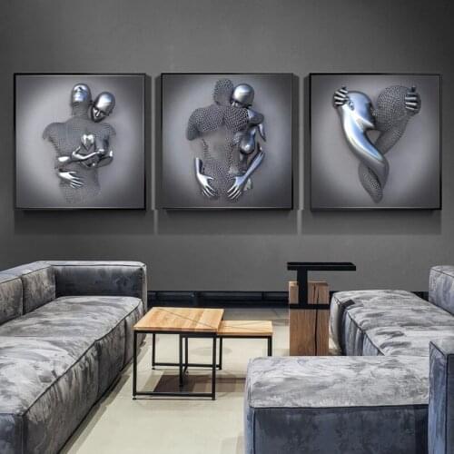 Abstract Metal Figure Statue Art Canvas Painting Romantic Modern Posters and Prints Wall Art Pictures for Living Room Home Decor
