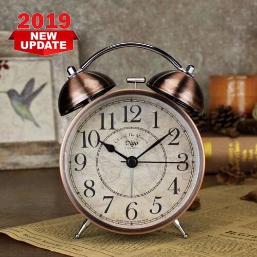 American Desktop Retro Alarm Desktop Bedside Alarm Clock Student Silent Wake Up Clock Luminous Alarm Clock