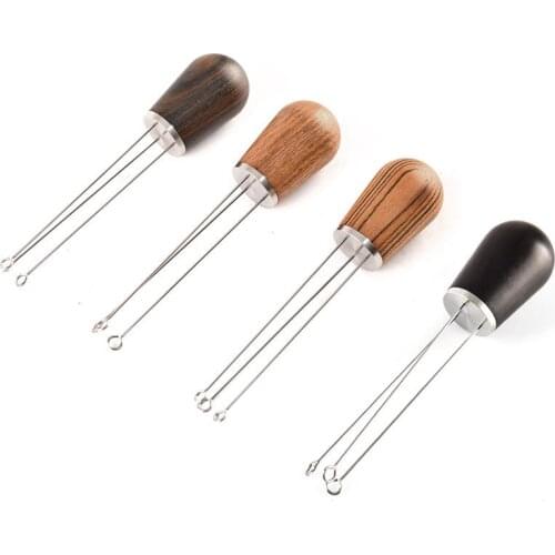 Espresso Tamper Stirrer Home Coffee Tamper Distributor Natural Wood Handle Needle Type Coffee Distribution Barista Tool