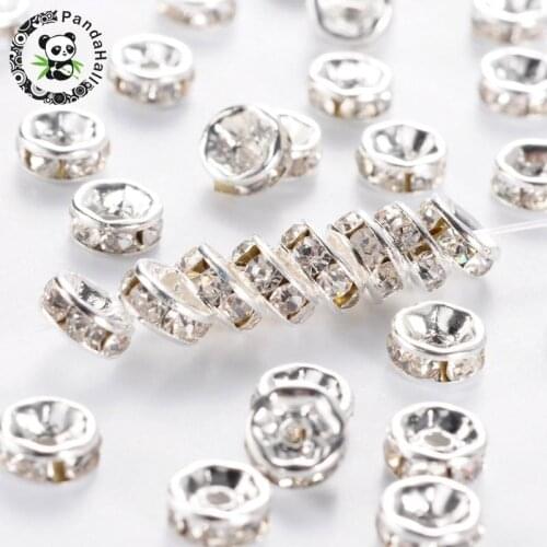 500Pcs Brass Rhinestone Spacer Beads Rondelle Crystal Bead Loose Spacer Beads for DIY Jewelry Making Accessories Grade A 6/7/8mm