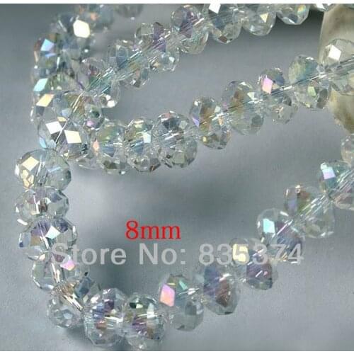 Free shipping!500 pcs AB color Cut & Faceted Glass Beads.Spacer Beads 8mm