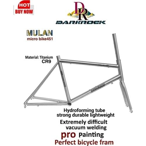 DARKROCK MUlan Titanium Miniivelo Bike Frame Set with 451 Wheel Titanium Velo Bike Frame 20er