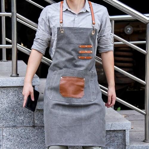 Denim Canvas Apron Barista Milk Tea Shop Cake Baking Shop Hairdressing Manicure Restaurant Work Clothes for Men and Women