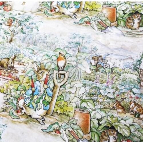 Cartoon Rabbit Cotton Fabric Pure Cotton Digital Printing Clothing Fabric Bedding DIY Sewing Material