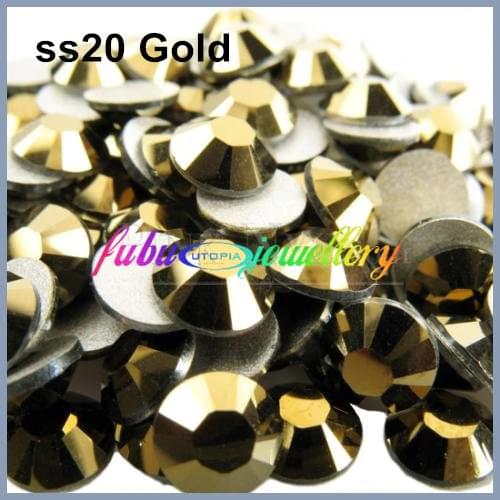 Good Quality ss3-ss34 Gold Plated Flat Back Nail Art Glue On Non Hotfix Rhinestones