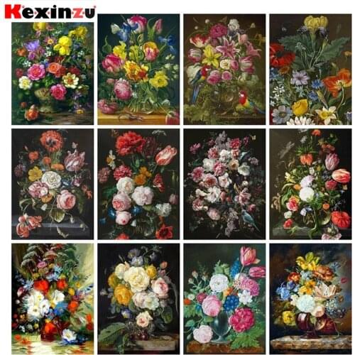 Kexinzu Diamond Painting Cross Stitch " Flower scenery" 5D DIY Diamond Embroidery Full Square/round Rhinestone Of Picture
