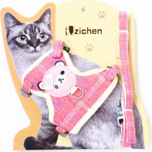 Plaid Cat Harness and Leash Set for Walking Escape Proof Easy Control Breathable Mesh Puppy Dog Small Medium Cat Vest Harness