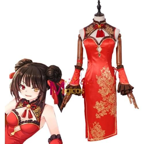 Anime DATE A LIVE Nightmare Kurumi Tokisaki Cosplay Costume New Year Cheongsam Dress Outfit Costumes For Women