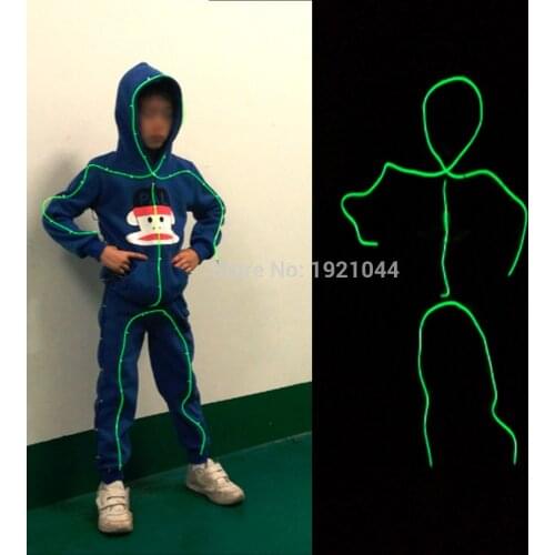 DIY EL Clothes Luminous Costumes LED Light up Suits for Children New Years Day Stage Performance Design Glow Party Decor
