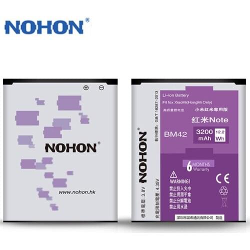 Original NOHON BM42 BN41 BN43 Battery For Xiaomi Redmi Note 2 3 4 4X BM45 BM46 Real Capacity Li-Polymer Replacement Batteries