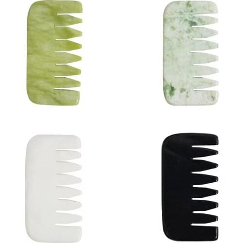 Natural Xiuyan Jade Gua Sha Stone Board Massage Comb Guasha Plate Jade Face Massager Scrapers Tools For Face Neck Head Body
