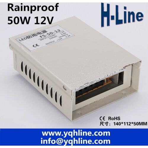 CE approved 50w metal case single output reliable rainproof led power supply ac dc 50w 12v 4.2A (FS-50-12)