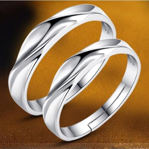 CHX28 925 sterling silver fashion lovers`couple rings jewelry female men`finger open ring wedding gift drop shipping no fade