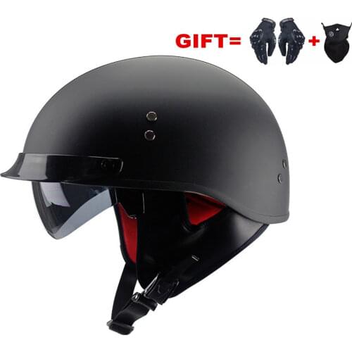 Black Vintage Retro Motorcycle Helmet Open Face Dot Approved Casque Biker Chooper Vespa Mopeds Scooter Safety Casco Para Moto