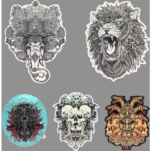 2Pcs Domineering Animallarge Elephant/Lion Big Skull Applique Patches for Clothes Jean jacketDIYDecorationSewing Accessories