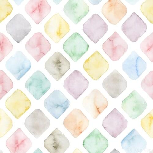 Geometric Peel And Stick Wallpaper Removable Paper Blue/Green/Yellow/Purple Watercolor Square Lattice Mural Home Wall Decorition