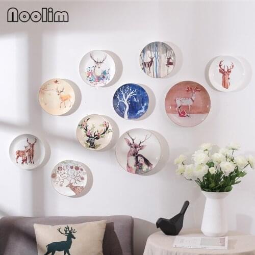 Nordic Wall Decorative Plate Pendant Wall Hanging Modern Minimalist Decorative Deer Head Plate Living Room Wall Decoration