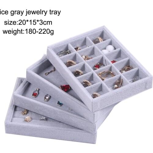 New Velvet Jewelry Packaging Display Jewelry Box Earrings Necklaces Pendants Storage Trays Gray Soft Organizer Tray Holder Case