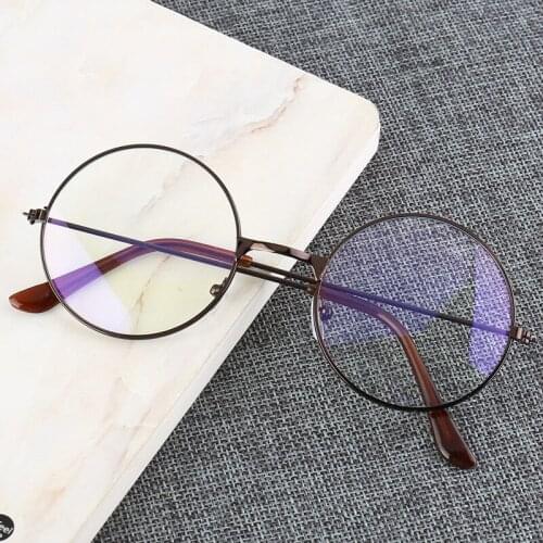 New Retro Glasses Female Small Round Frame Literary Ultralight Anti-blue Glasses Radiation Male Myopia Round Flat Mirror