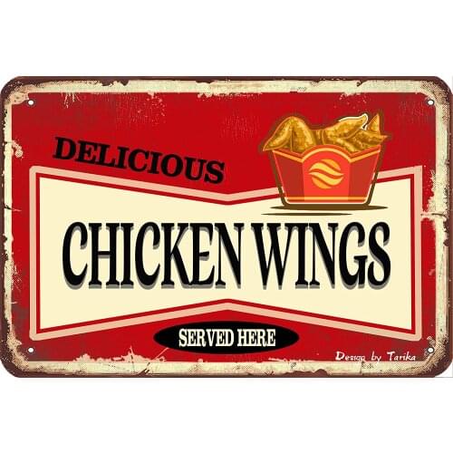 Chicken Wings 20X30 cm Retro Look Tin Decoration Poster Sign for Home Kitchen Bathroom Farm Garden Garage Wall Decor