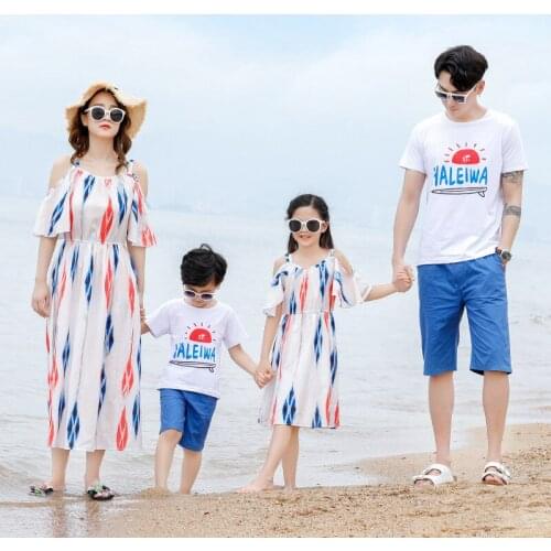 Mother Daughter Beach Evening Dresses Father Mother Baby Clothes Couple Pajamas Family Matching Clothes Pants Chiffon Dress Mum